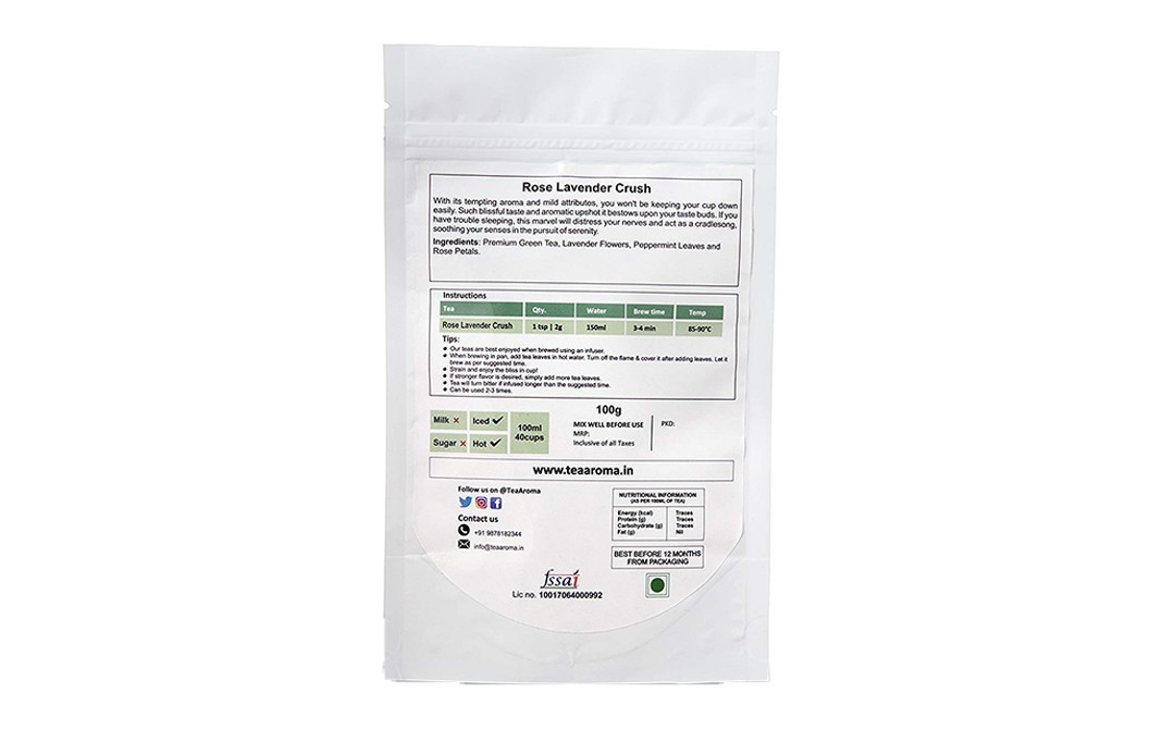 TeaAroma Rose-Lavender Crush    Pack  100 grams